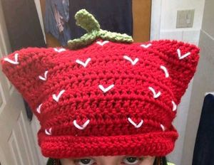 Crocheted Strawberry Hat