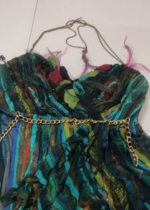 Stylish feather Strappy  Dress