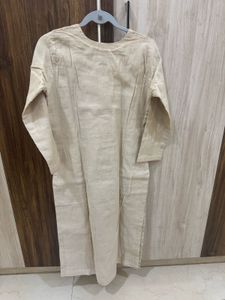 Embroidered Beige Kurta Set