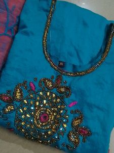 Gorgeous Stone Work Blue Top With Duppatta