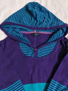 Purple &amp; Teal Striped Hoodie
