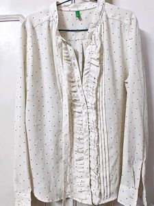 United Colors of Benetton Chic Polka Dot RuffleTop