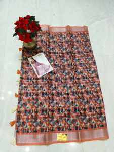 Vibrant Geometric Print Saree