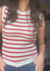 Striped Crochet Sleeveless Top