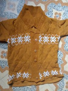 Cozy Mustard Snowflake Knit Cardigan