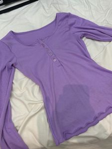 Purple Long Sleeve Henley Top