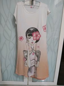 Women's Longline Knee Length Half Sleeves T-Shirt