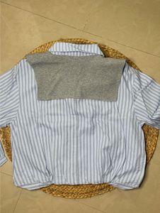 Blue Striped Shirt with Attached Knit Sleeves