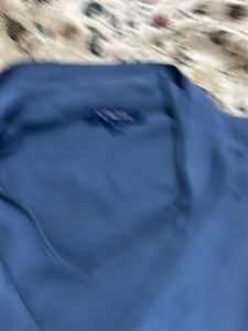 Blue Sleeveless Tie-Neck Top