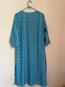 Stylish Teal Blue Viscose Kurti with Pocket | New