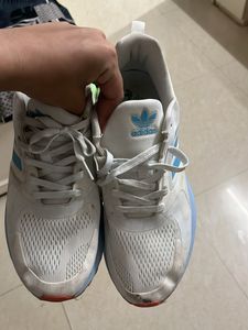 Adidas White &amp; Blue Sneakers