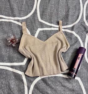 Chic Beige Knit Camisole Top