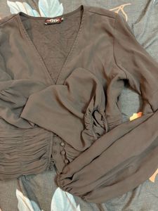GDB Chic Black Sheer Sleeve Top