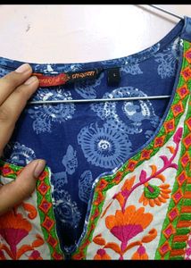 Women Blue Printed Kurti | Bust 34 | Waist 36 |