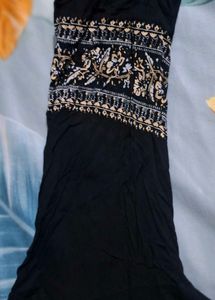 Black Button-Down Top with Floral Trim