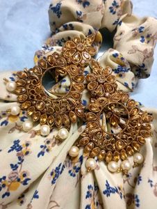 Exquisite Pearl & Stone Jhumka Earrings