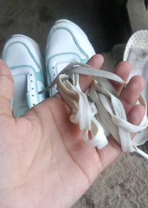 White &amp; Teal Sneakers