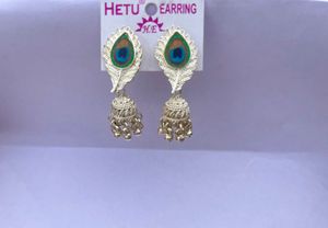 Peacock Feather Jhumka Earrings