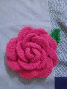 Handmade Crochet Rose Keychain