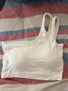 White One Shoulder Ribbed Crop Top