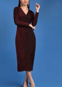Sparkly Burgundy Long Sleeve Dress