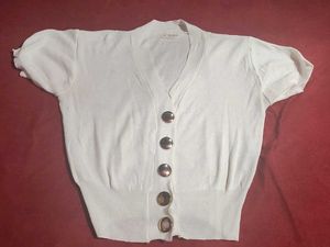 White Button-Down Cardigan