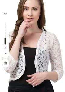 Elegant White Lace Bolero Shrug