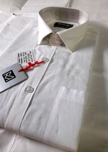 Men's White Formal Shirt Full Sleeves Office Wear