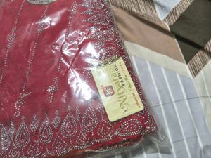 Elegant Red Embellished Saree