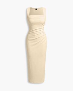 Elegant Ruched Sleeveless Midi Dress