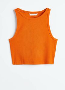 Vibrant Orange Ribbed Tank Top