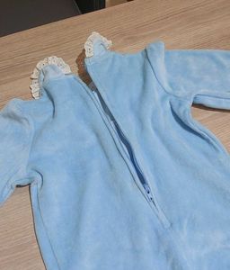 Baby Blue Velvet Romper