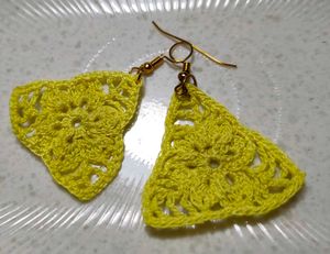 Handmade Crochet Yellow Dangle Earrings
