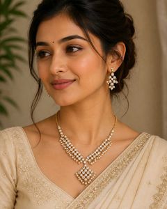 Elegant Pearl and Diamond Necklace Set