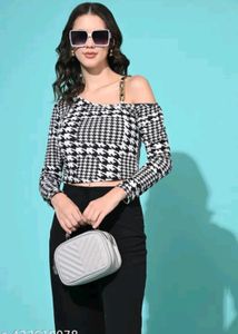 Stylish Houndstooth Print Top