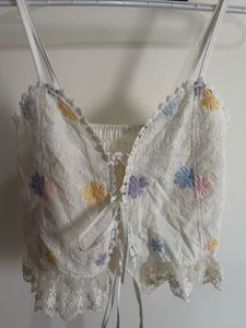 Charming Embroidered Floral Cami Top
