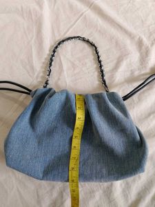 Denim Shoulder Bag with Chain Strap