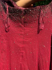 Stunning Maroon Beaded Gown