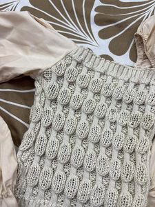 Chic Cream Knit Puff Sleeve Top