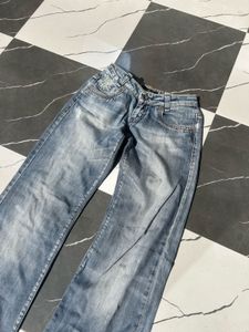 Women's Blue Wash Wide Leg Jeans
