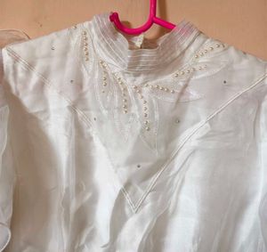 Elegant White Sheer Overlay Dress