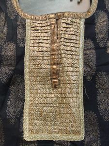 Elegant Black &amp; Gold Kurta Set with Dupatta
