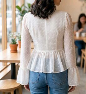 White Ruffled Tie-Front Blouse