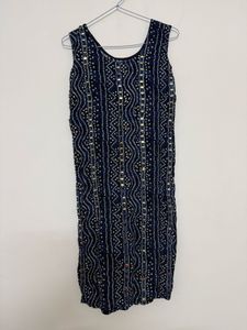 Embellished Blue Printed Kurta