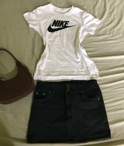 Sale📍📍Combo Of Nike Tshirt N Denim Mini Skirt