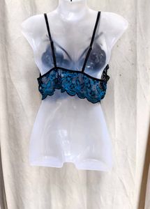 I. Teal Lace Bralette with Black Straps