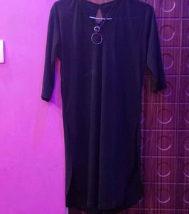 Black Tunic Top with Ring Detail