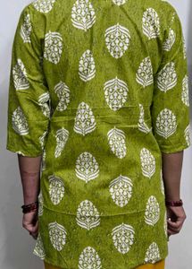 Green Kurta with White Print