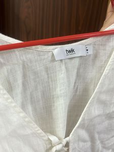 Women's White cotton Tie-Front Vest Top