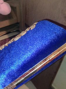 Blue Velvet Beaded Clutch
